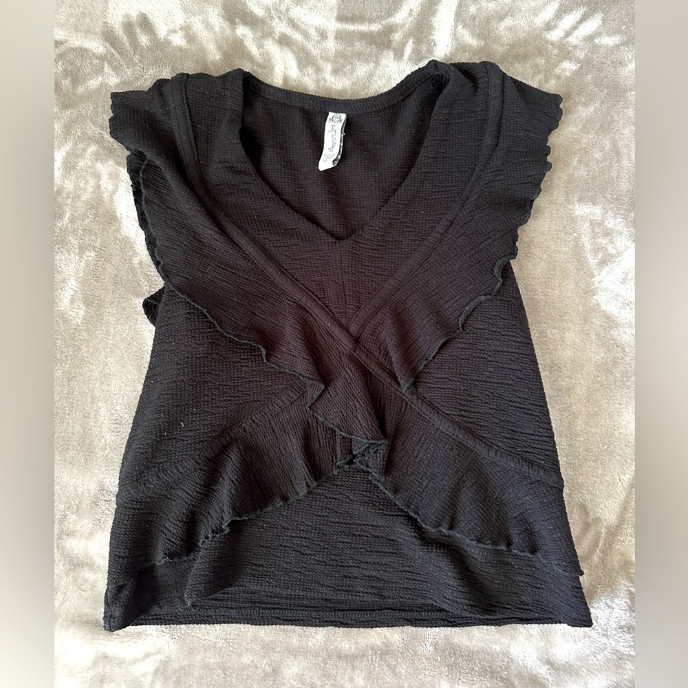 Black Ruffle-Front top